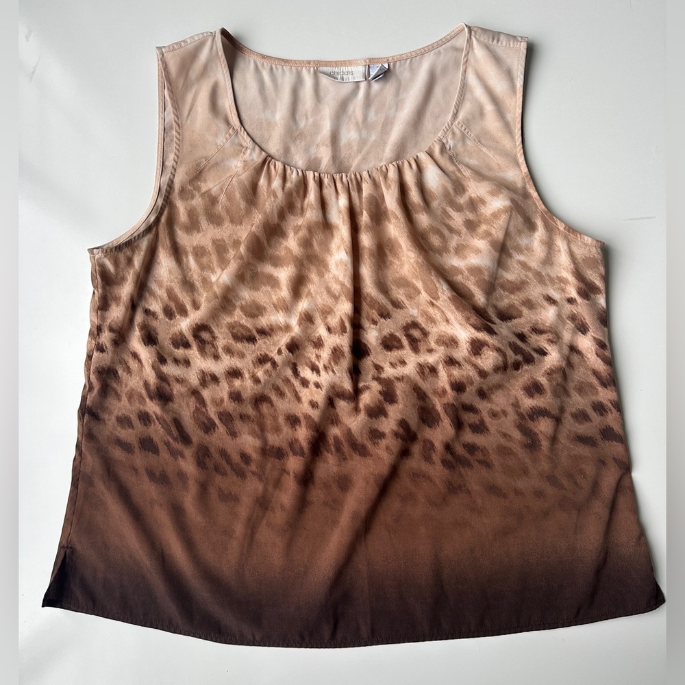 Chico’s Brown Tan Animal Print Lightweight Flowy Sleeveless Blouse Size 3(US XL)